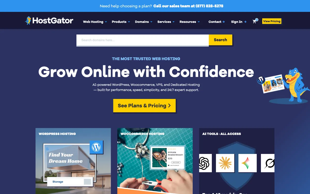 HostGator homepage