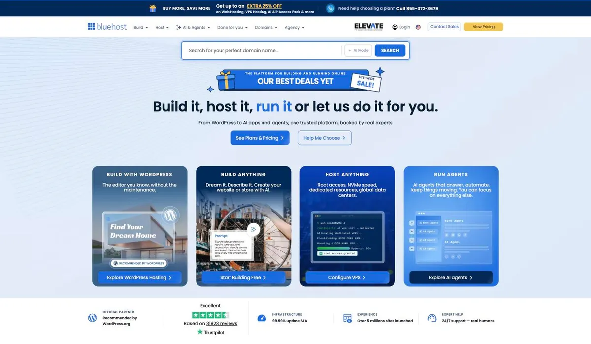 Bluehost homepage