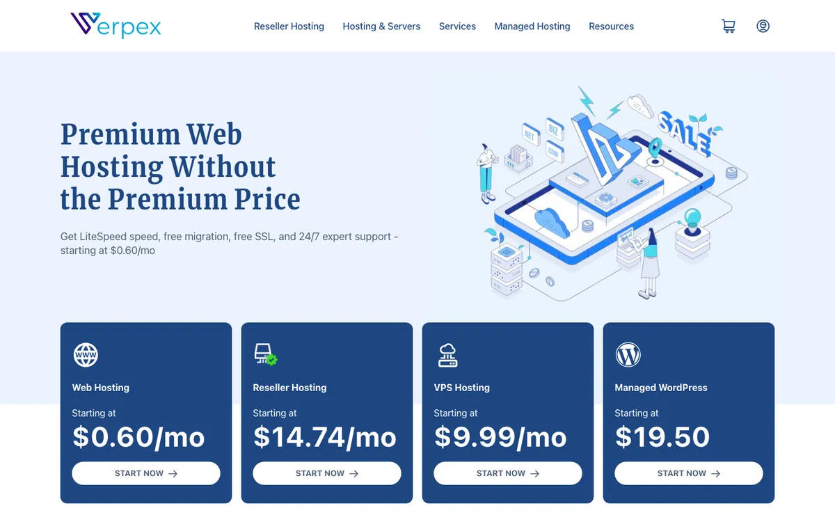 Verpex homepage